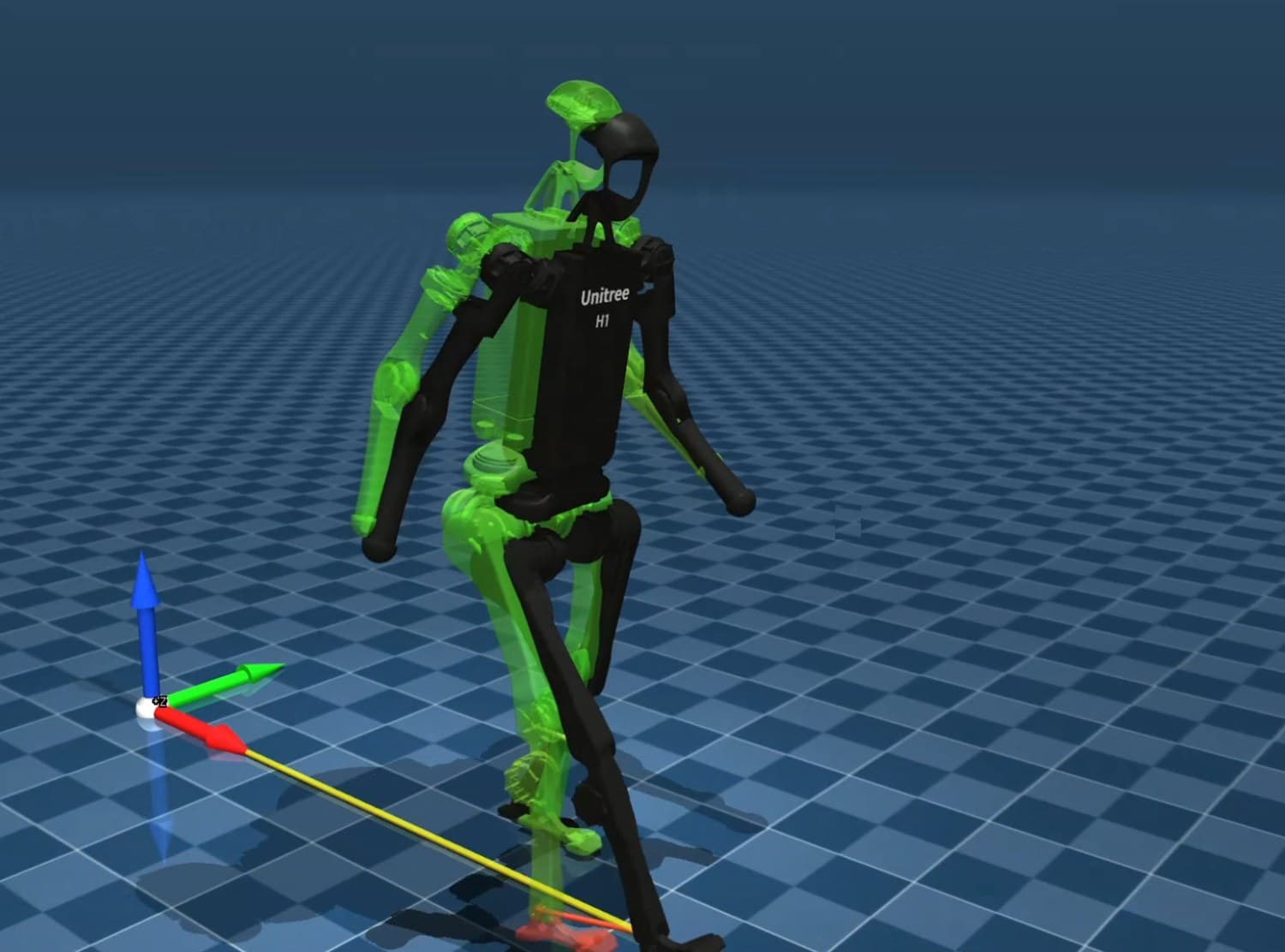 Unitree H1 policy tracking a reference walking motion